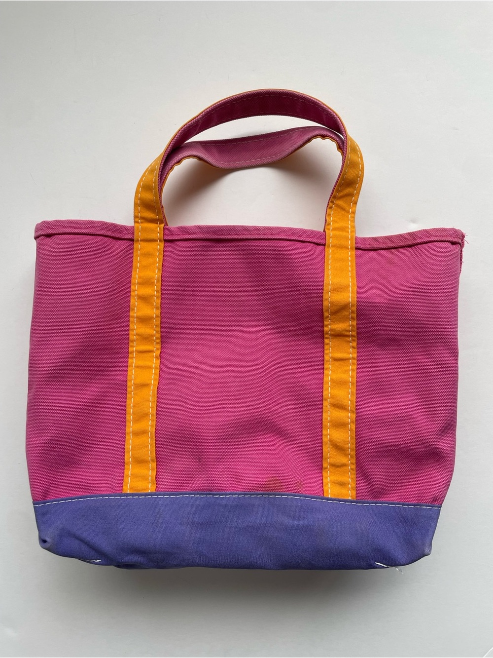 Vintage 90s Y2K L.L. Bean Medium Boat & Tote, Colorblock Pink Purple Orange Teal - Picture 4 of 10
